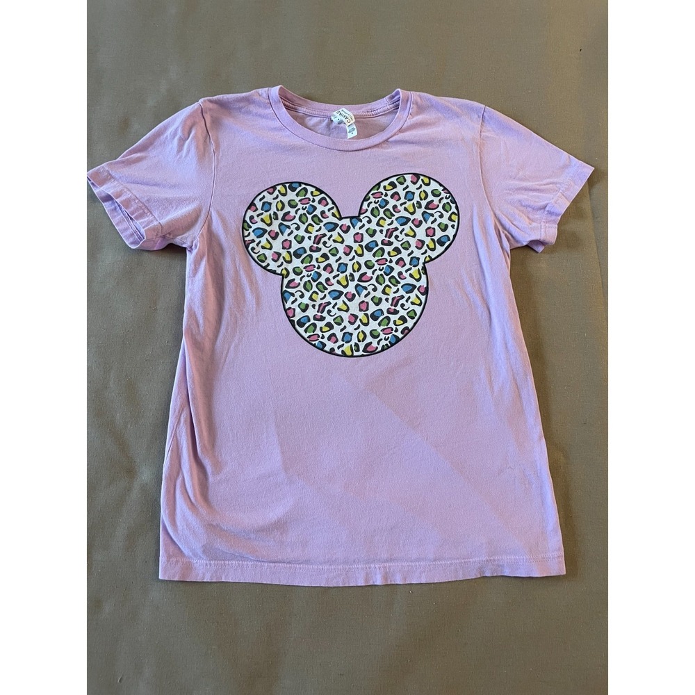 Disney Mickey Mouse T-Shirt Women's Size M Pink Rainbow Leopard Print